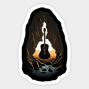 Retro Guitar Gift Guitarist Rock Concert Festival Guitar Sticker